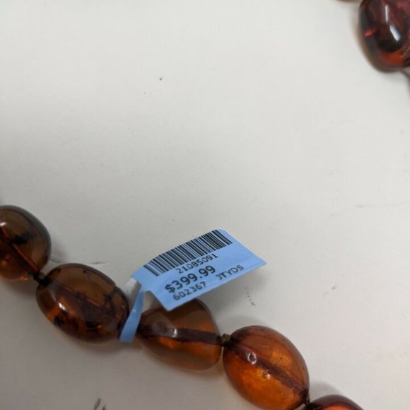 JTYDS Cognac Baltic Amber Beaded Necklace Twist Clasp 28" - Picture 8 of 9